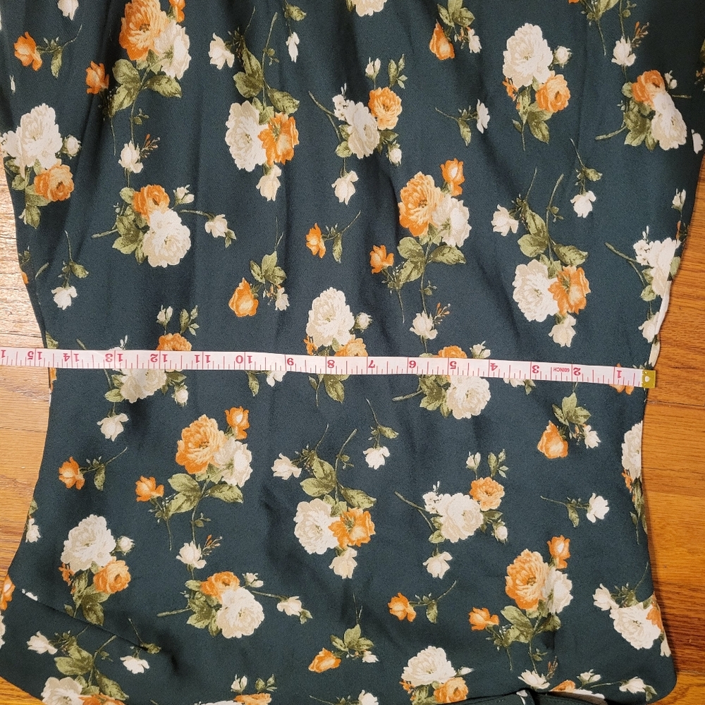 The Workshop Dark Green Floral Maxi Dress Spaghette Straps. Garden Girl Cottage - Picture 10 of 11
